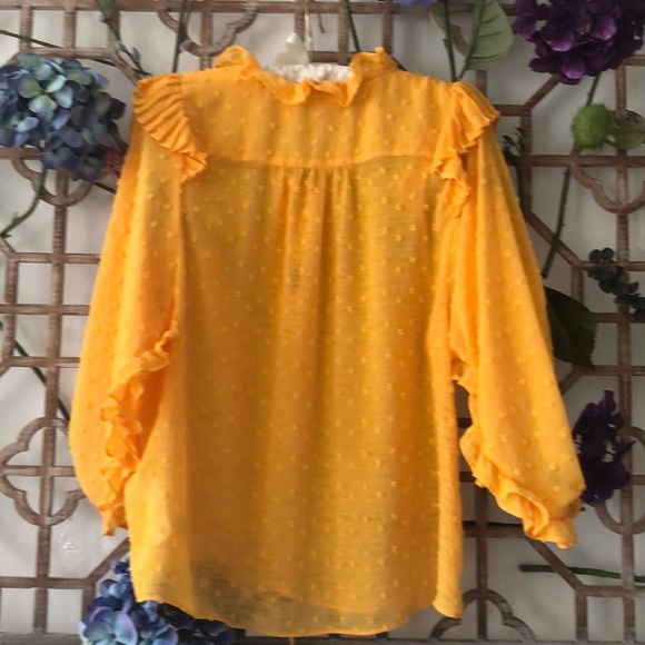 Anthropology yellow frilly blouse - Picture 9 of 11